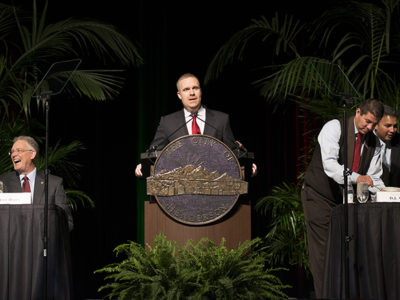 D.J. speaks at the Henderson State of the City event D.J. speaks at the Henderson State of the City event